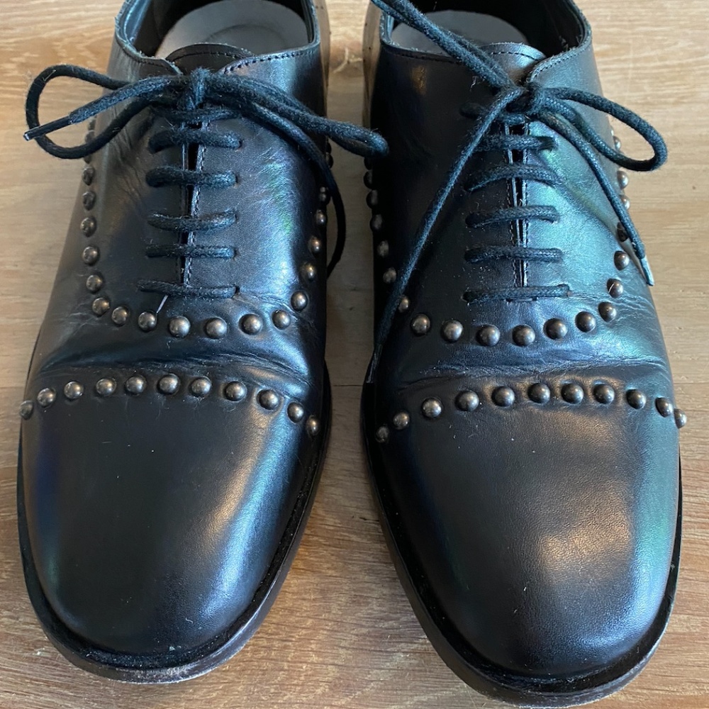 Maison Martin Margiela 38 studded brogues flats oxfords derby black